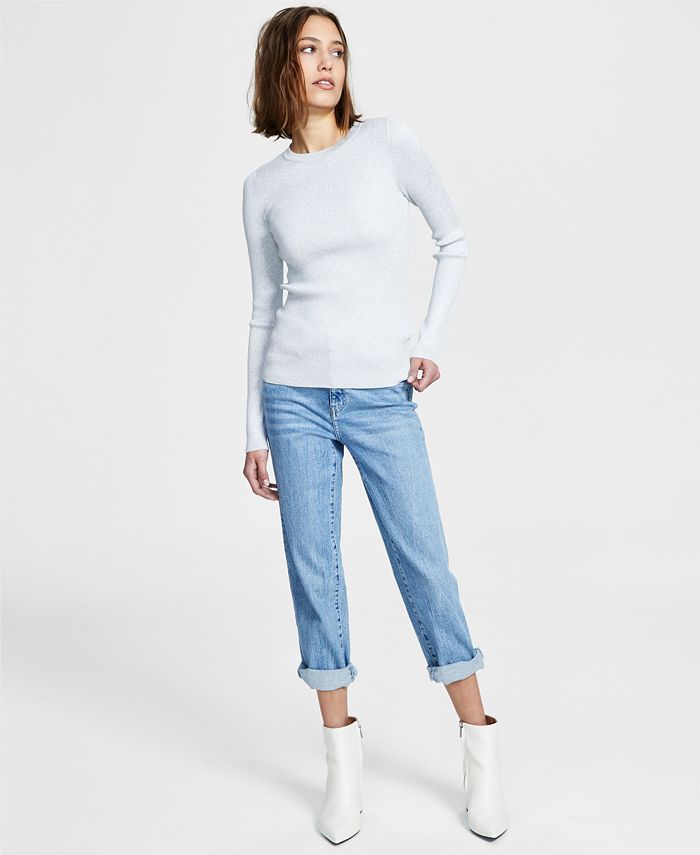 Calvin Klein Jeans Women's Lurex Crewneck Sweater - Macy's