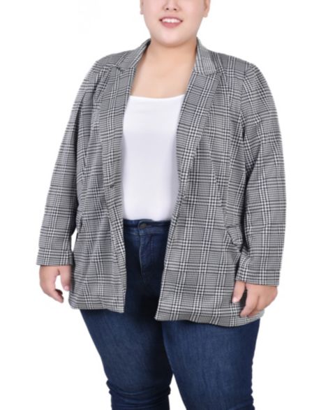 Женские куртки NY Collection Plus Size Long Sleeve Ponte Jacket