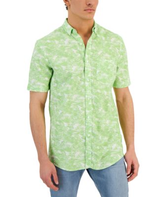 Club Room - Men's Kalani Classic-Fit Textured Tropical-Print Button-Down Shirt