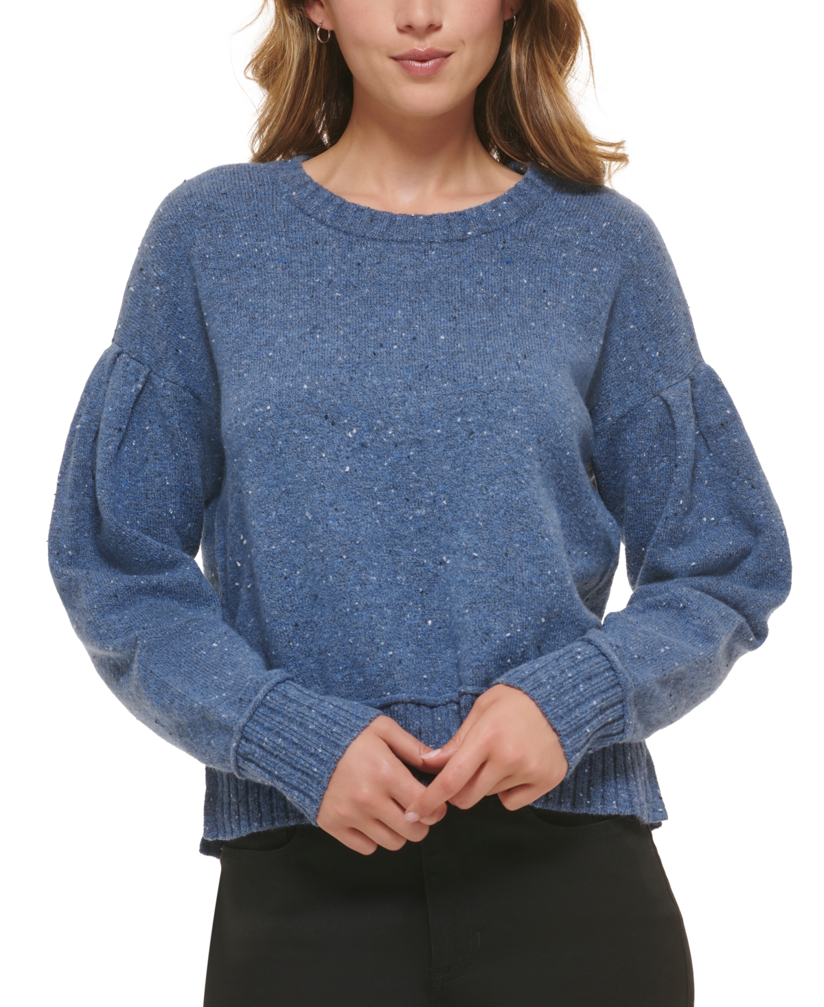 Dkny Jeans Women's Crewneck Puff-Sleeve Sweater
