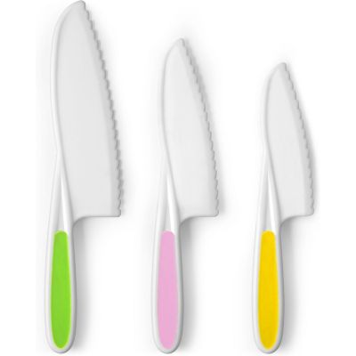 3-Piece Kids Knife Set for Real Cooking & Baking with Serrated Edges