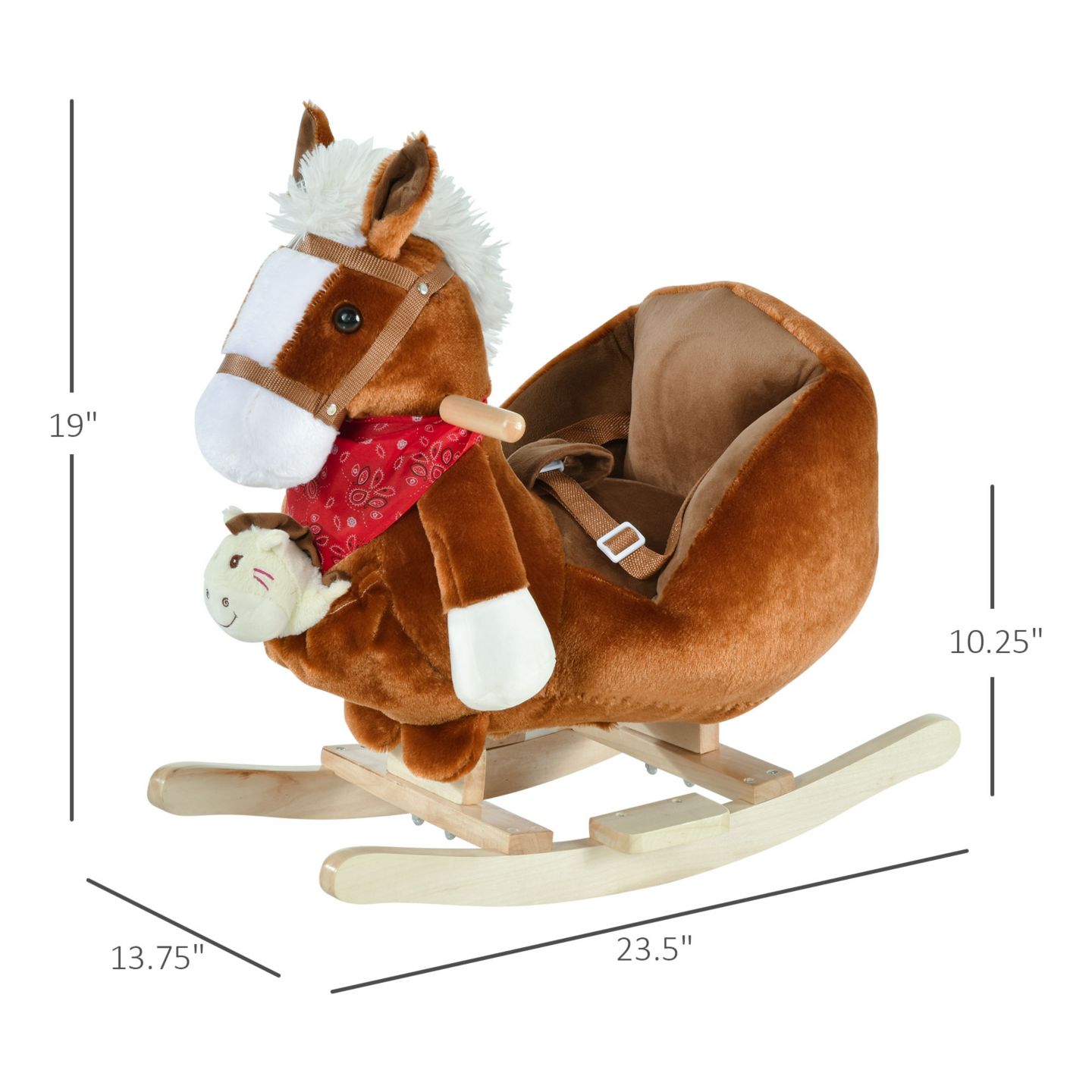 Детская мягкая игрушка Qaba Kids Plush Rocking Horse with Lullaby, Ages 18-36 Months — фото 2