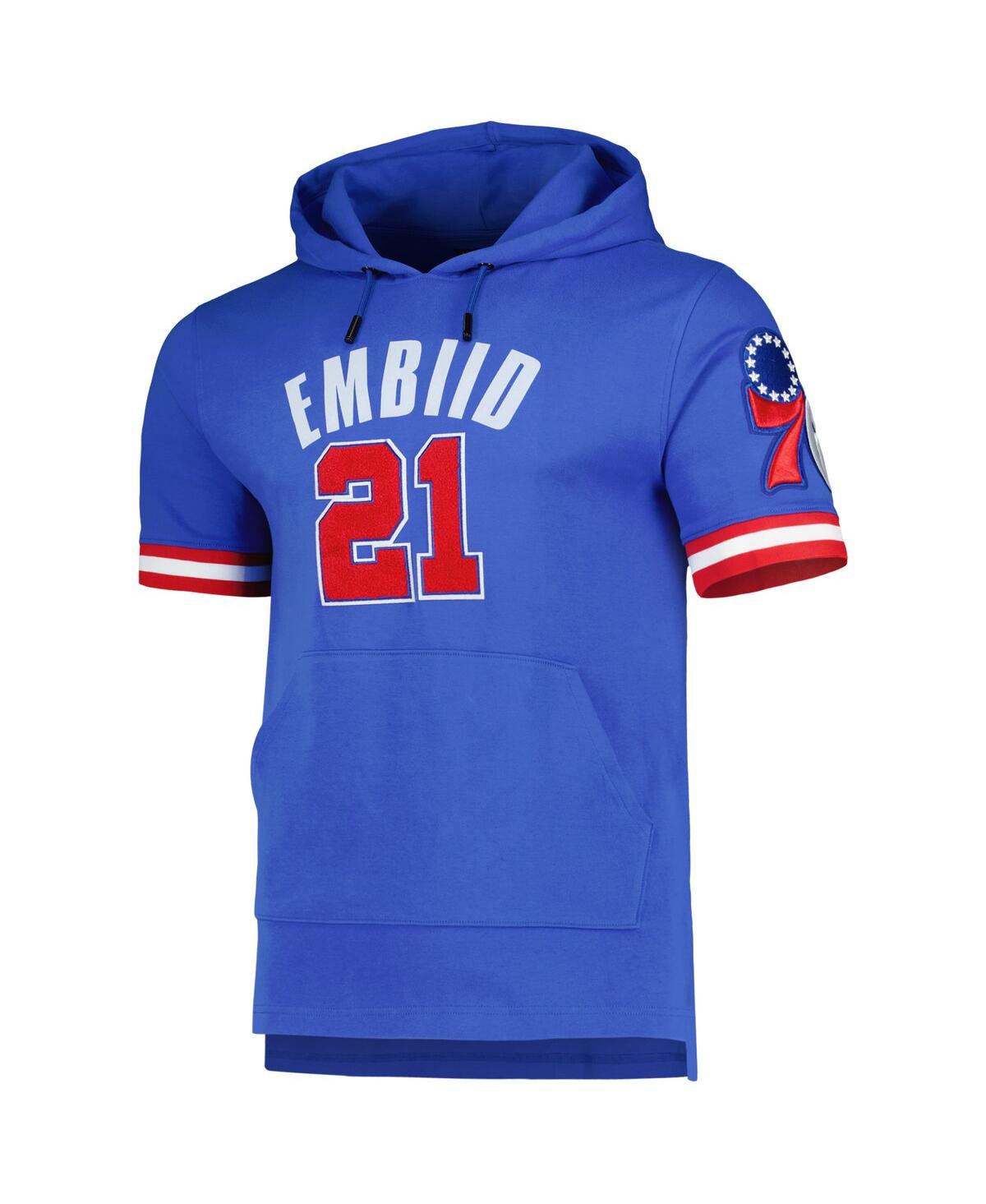 Shop Pro Standard Men's  Joel Embiid Royal Philadelphia 76ers Name And Number Short Sleeve Pullover Hoodie