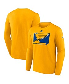 Men's Branded Gold St. Louis Blues Authentic Pro Core Collection Secondary Long Sleeve T-Shirt