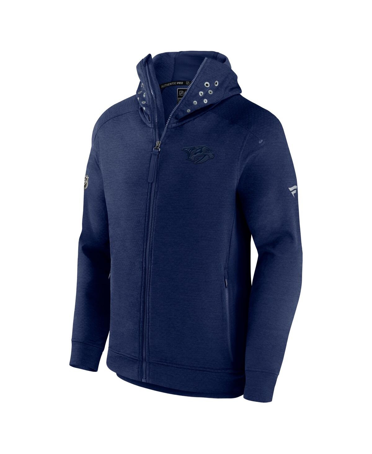 Men's FanaticsNashville Predators Authentic Pro Road Tech Full-Zip Hoodie Jacket - Heather Navy