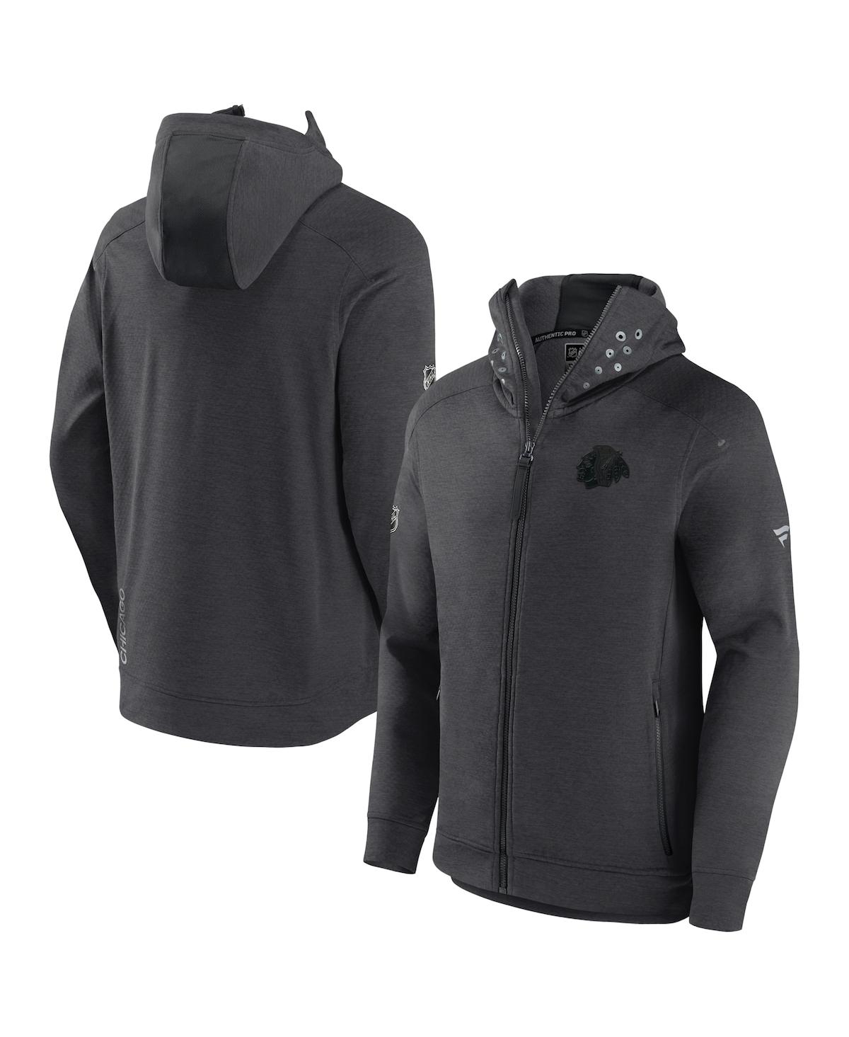 Men's FanaticsChicago Blackhawks Authentic Pro Road Tech Full-Zip Hoodie Jacket - Heather Charcoal