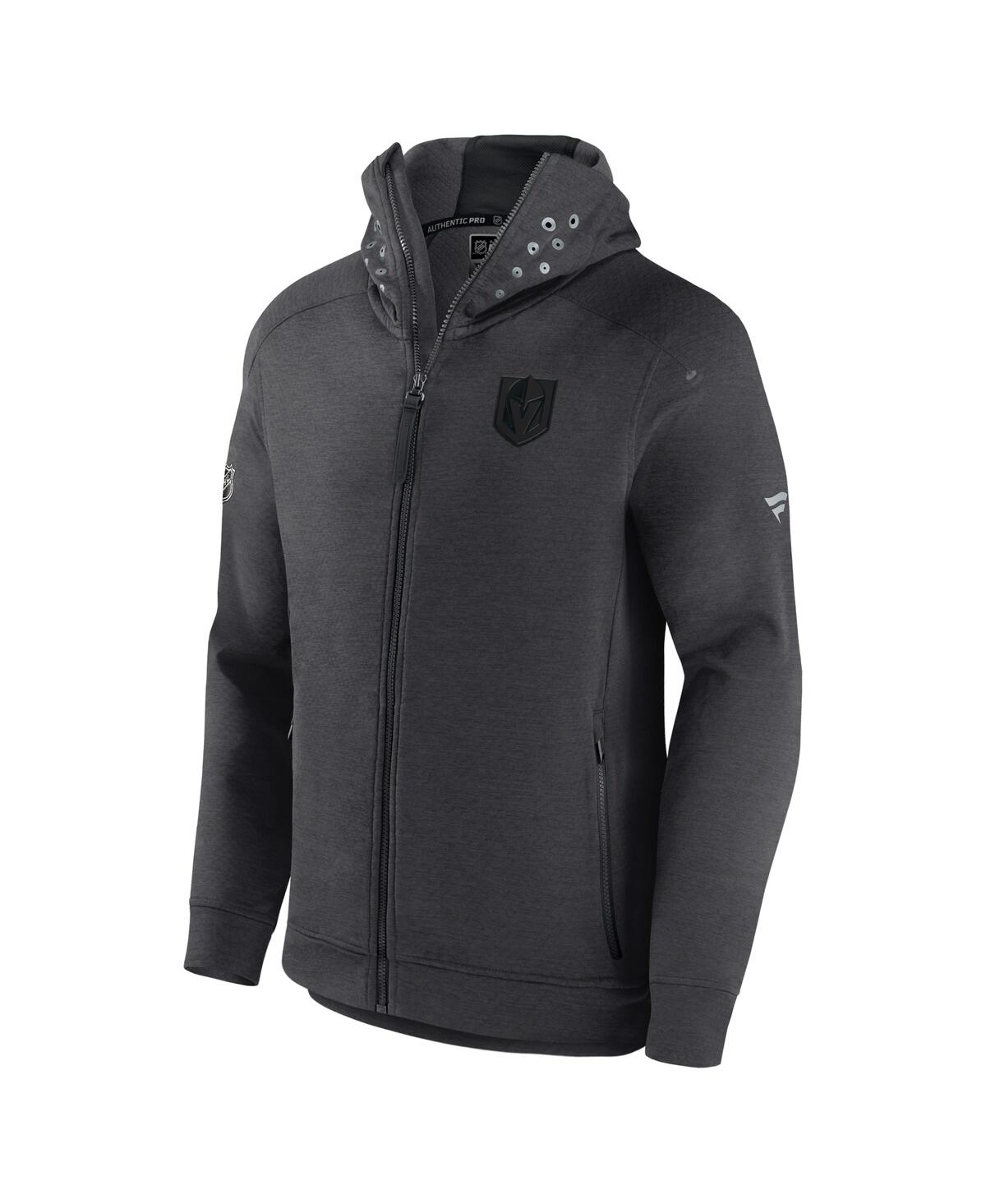 Fanatics Men's  Heather Charcoal Vegas Golden Knights Authentic Pro Road Tech Full-zip Hoodie Jacket In Heather Charcoal