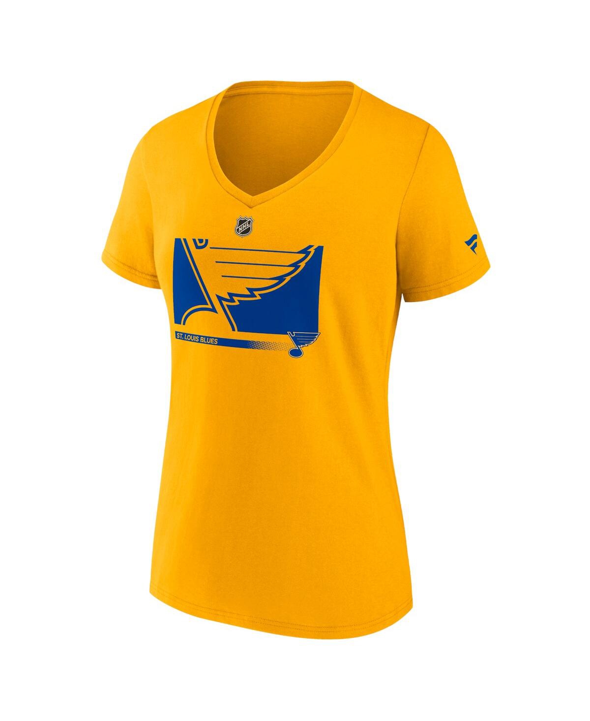 Shop Fanatics Women's  Gold St. Louis Blues Authentic Pro Core Collection Secondary Logo V-neck T-shirt