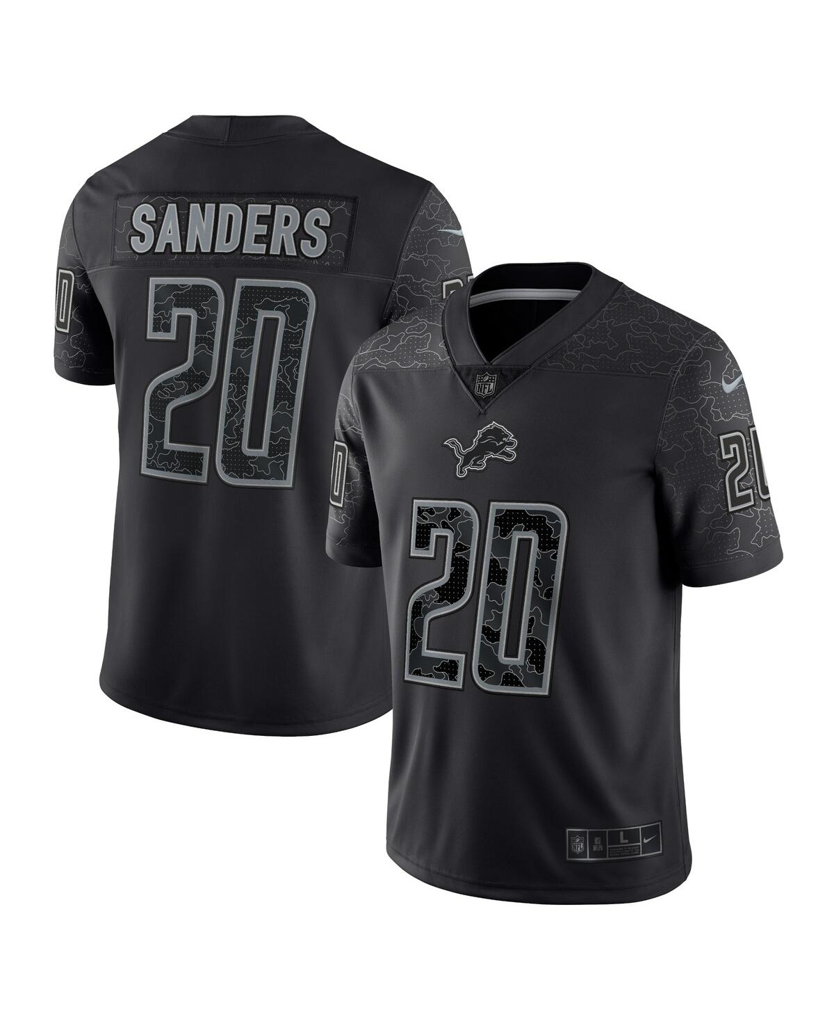 Men's Nike Barry Sanders Black Detroit Lions Retired Player Rflctv Limited Jersey