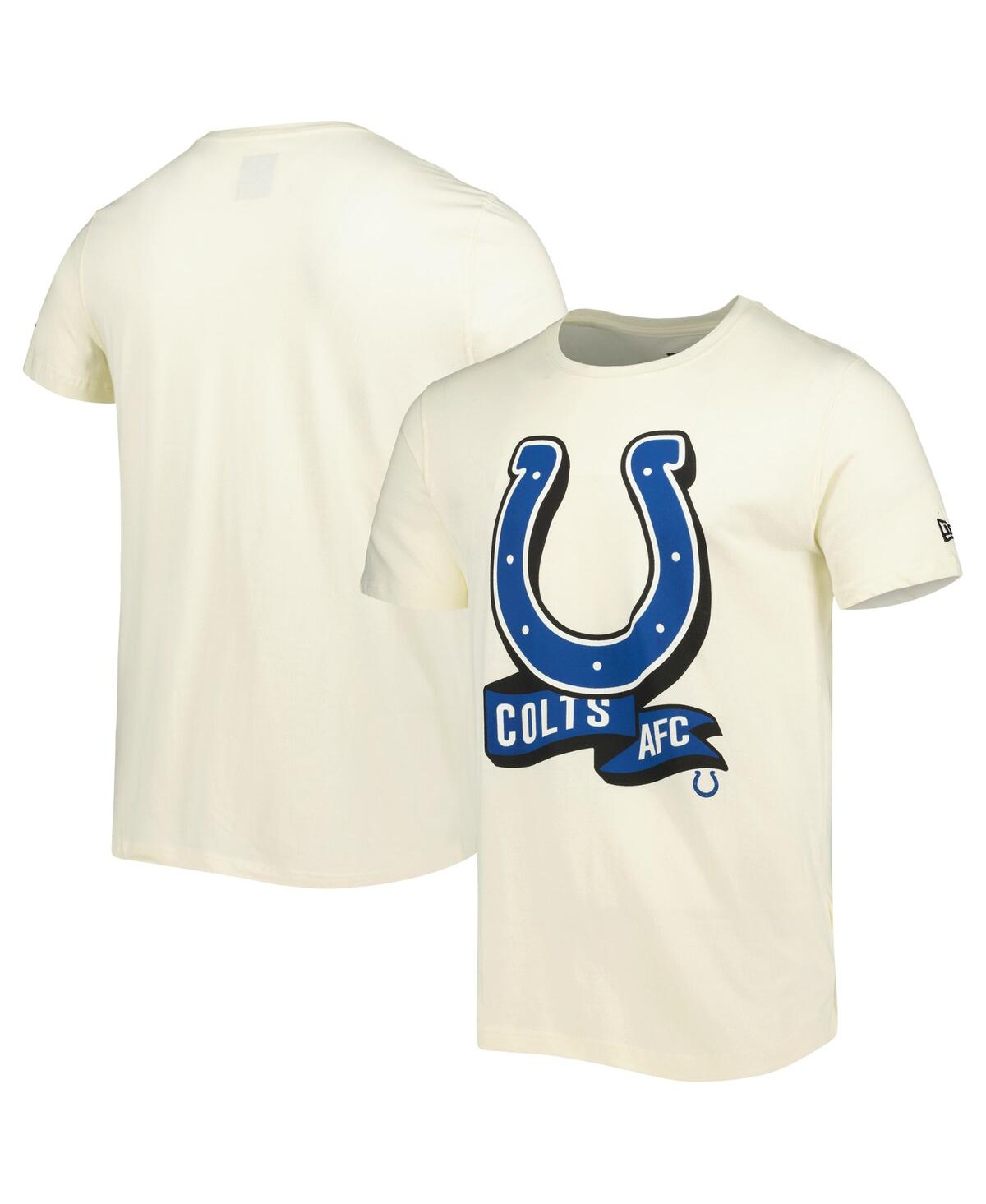 NEW ERA MEN'S NEW ERA CREAM INDIANAPOLIS COLTS SIDELINE CHROME T-SHIRT 