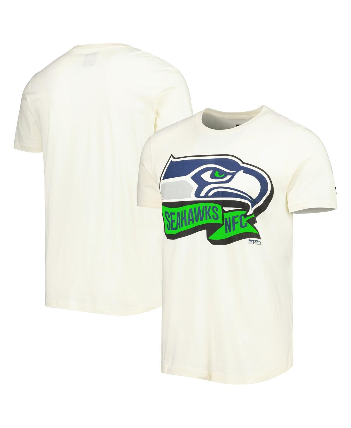 NEW ERA MEN'S NEW ERA CREAM SEATTLE SEAHAWKS SIDELINE CHROME T-SHIRT 