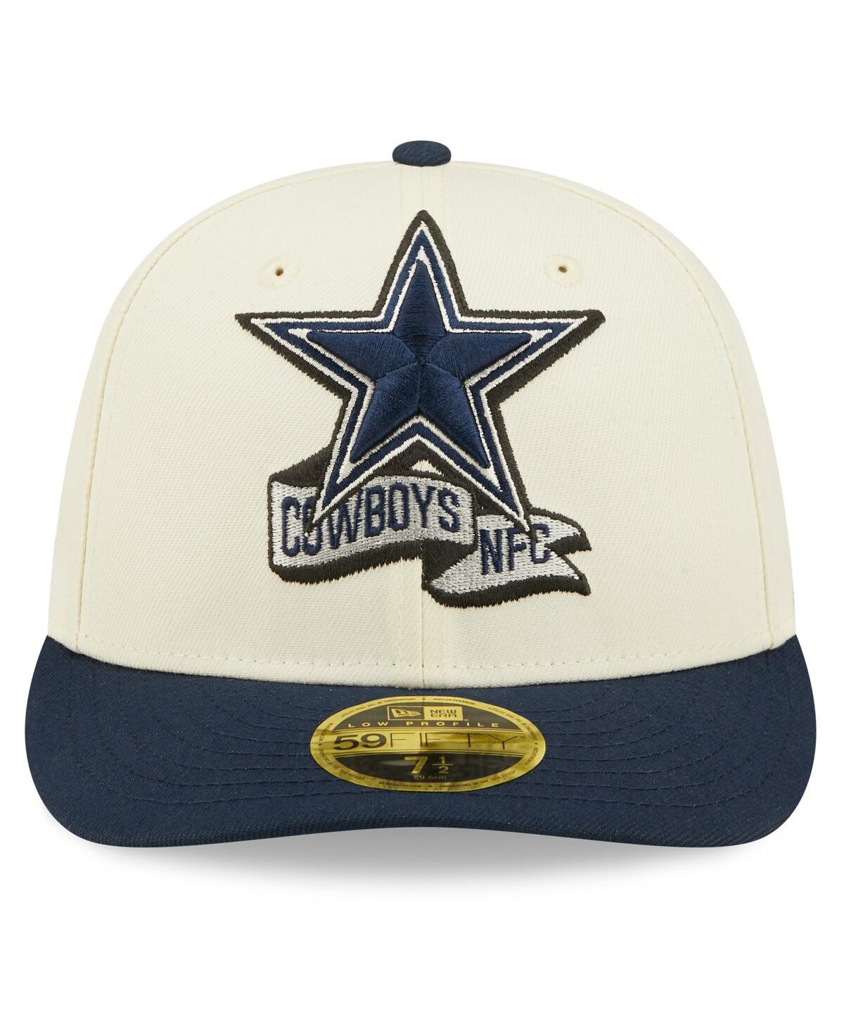 New Era Men's  Cream, Navy Dallas Cowboys 2022 Sideline Low Profile 59fifty Fitted Hat In Cream,navy