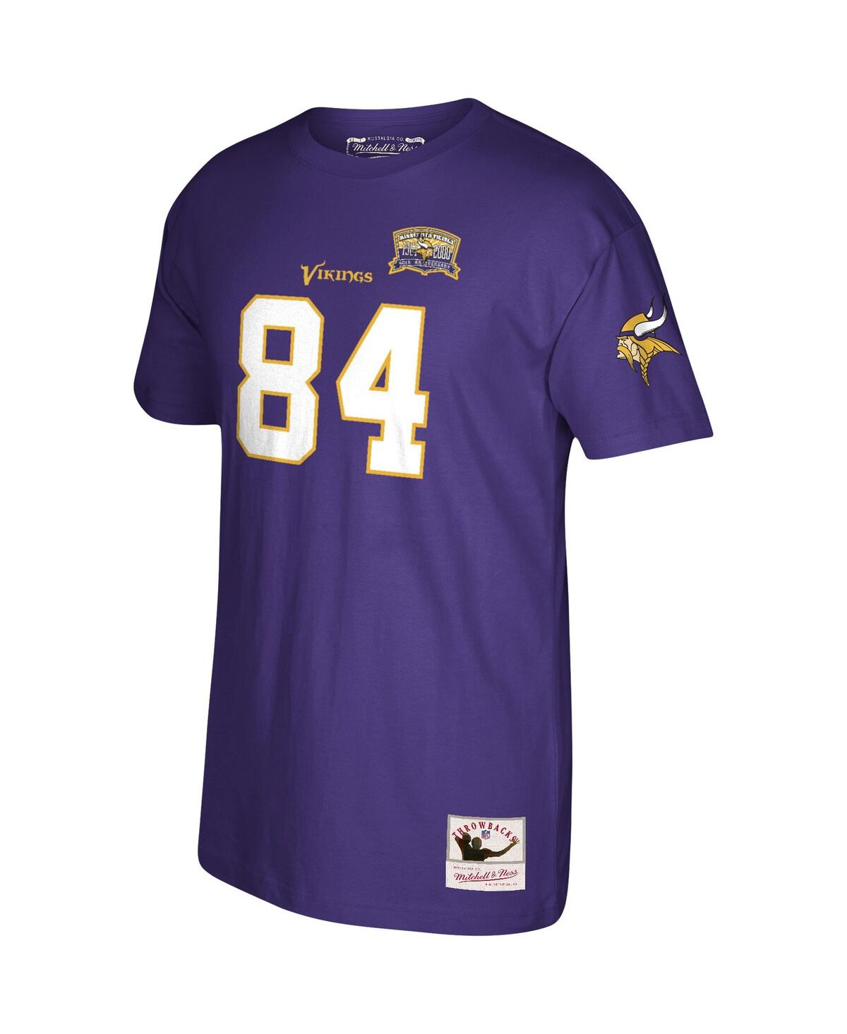 Men's Mitchell & Ness Randy MossMinnesota Vikings 40th Anniversary Retired Player Name and Number T-shirt - Purple