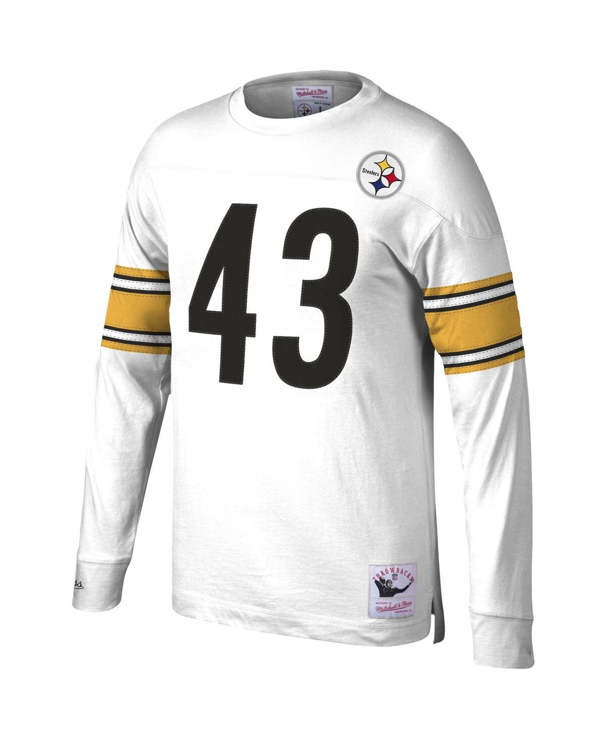 Mitchell & Ness Men's Troy Polamalu White Pittsburgh Steelers 2007 Retired Player Name And Number Long Sleeve T-shir In White