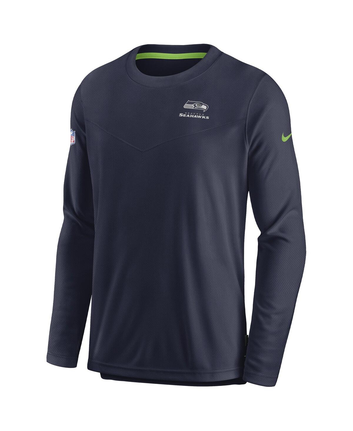 Nike Men's College Navy Seattle Seahawks Sideline Player Uv Performance Long Sleeve T-shirt In College Navy