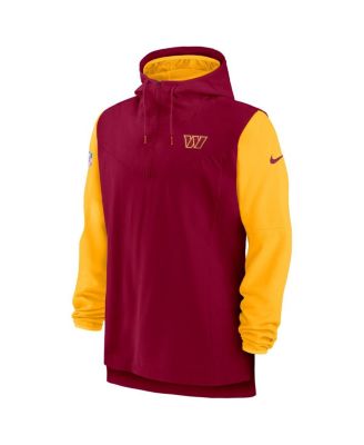 Men's Burgundy, Gold Washington Commanders Sideline Player Quarter-zip Hoodie