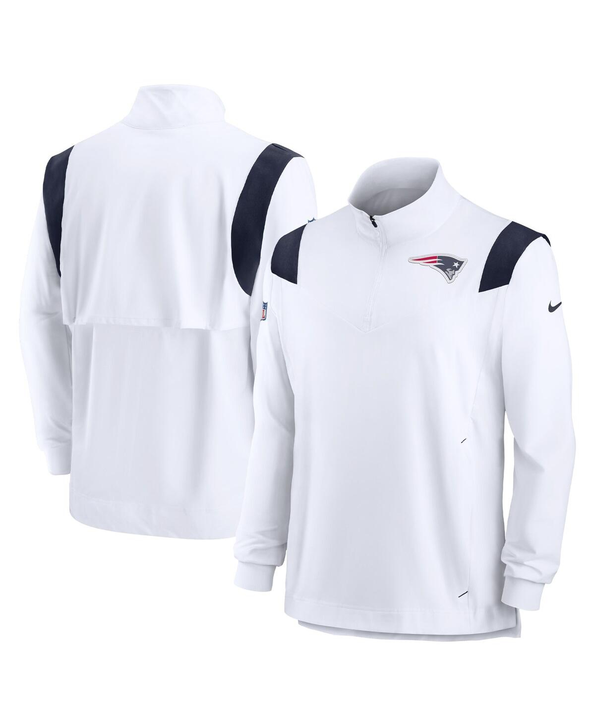 Men's Nike White New England Patriots Sideline Coach Chevron Lockup Quarter-zip Long Sleeve Top - White