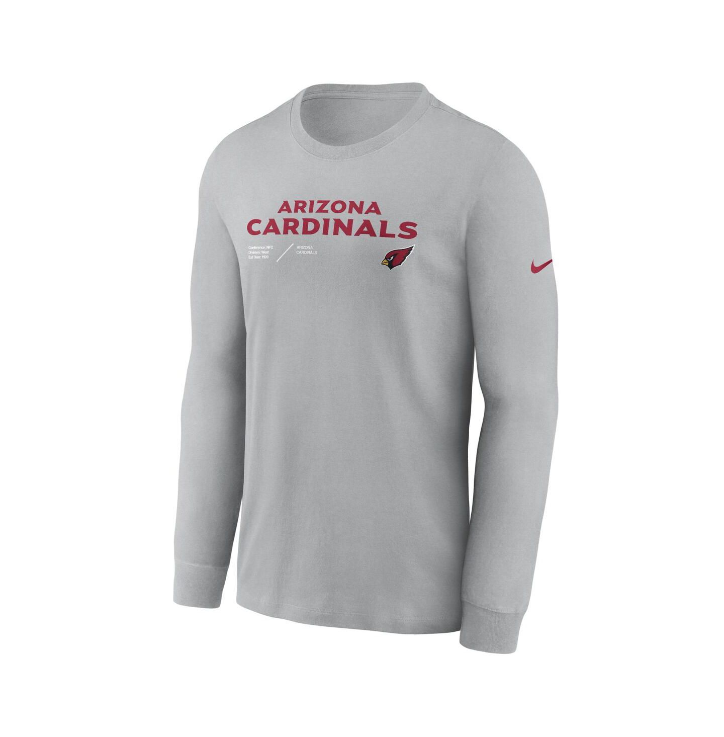 Мужская футболка Nike Gray Arizona Cardinals Sideline Infograph Lock Up Performance Long Sleeve — фото 3