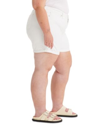 Trendy Plus Size Mid-Length Stretch Denim Shorts