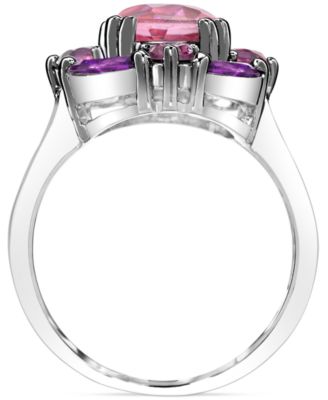 Multi-Gemstone Cluster Ring (3-7/8 ct. t.w.) in Sterling Silver