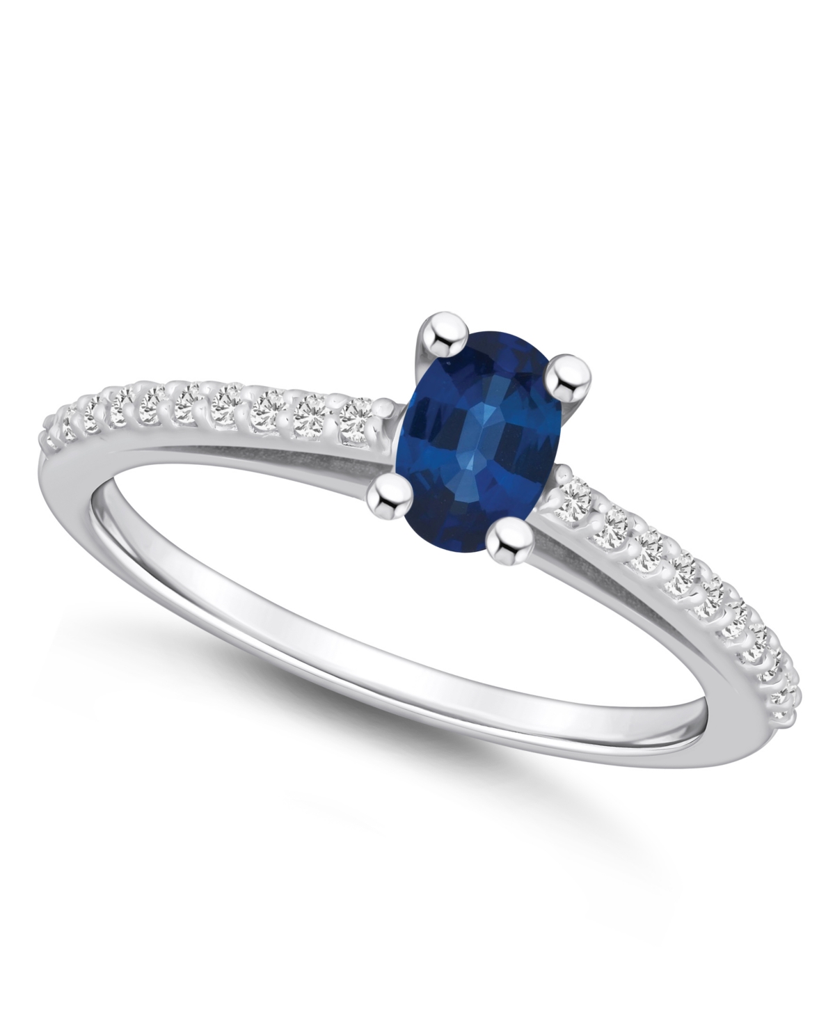 Macy's Sapphire (5/8 Ct. T.w.) And Diamond (1/6 Ct. T.w.) Ring In White Gold
