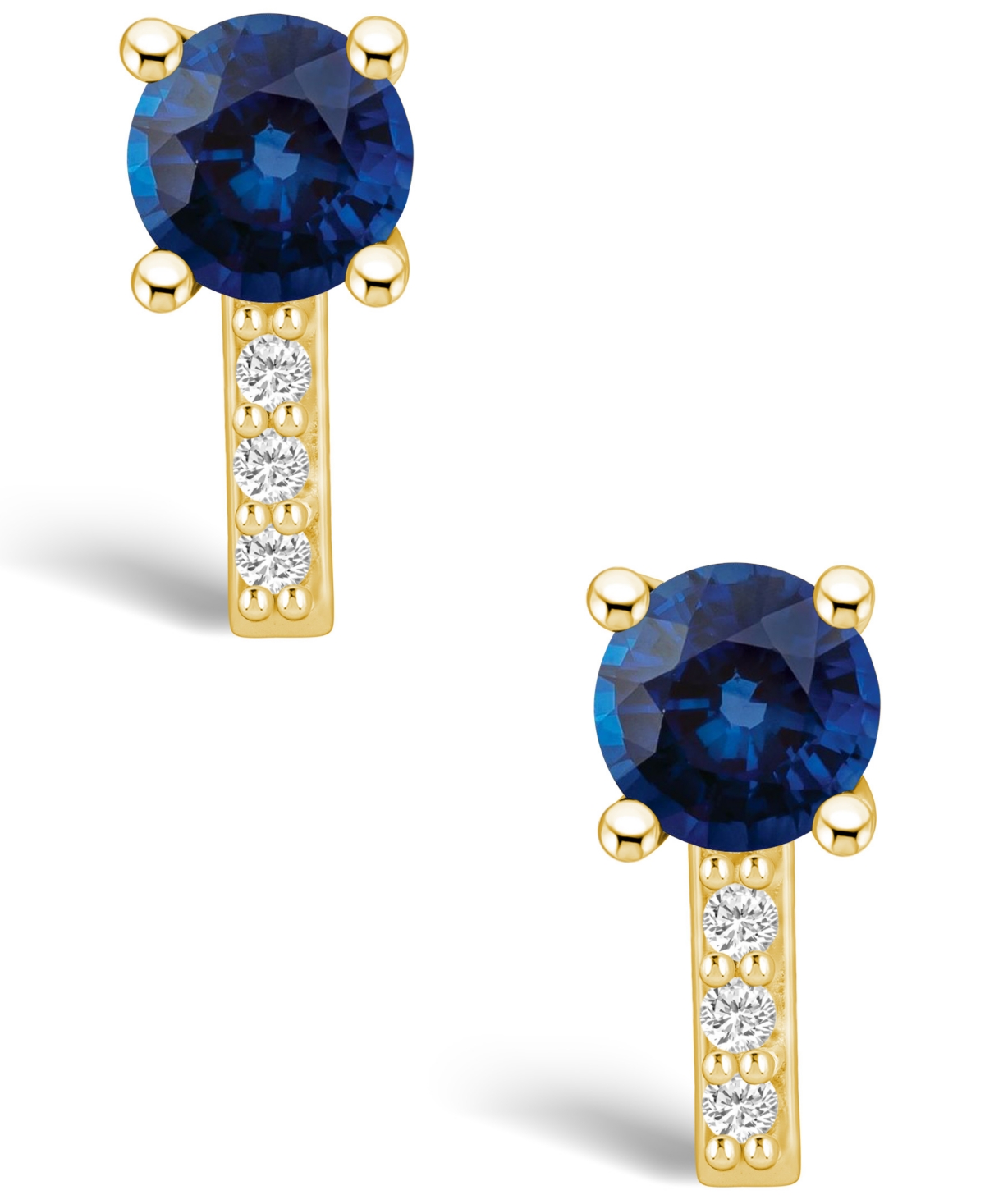 Macy's Sapphire (2 Ct. t.w.) and Diamond (1/8 Ct. t.w.) Stud Earrings