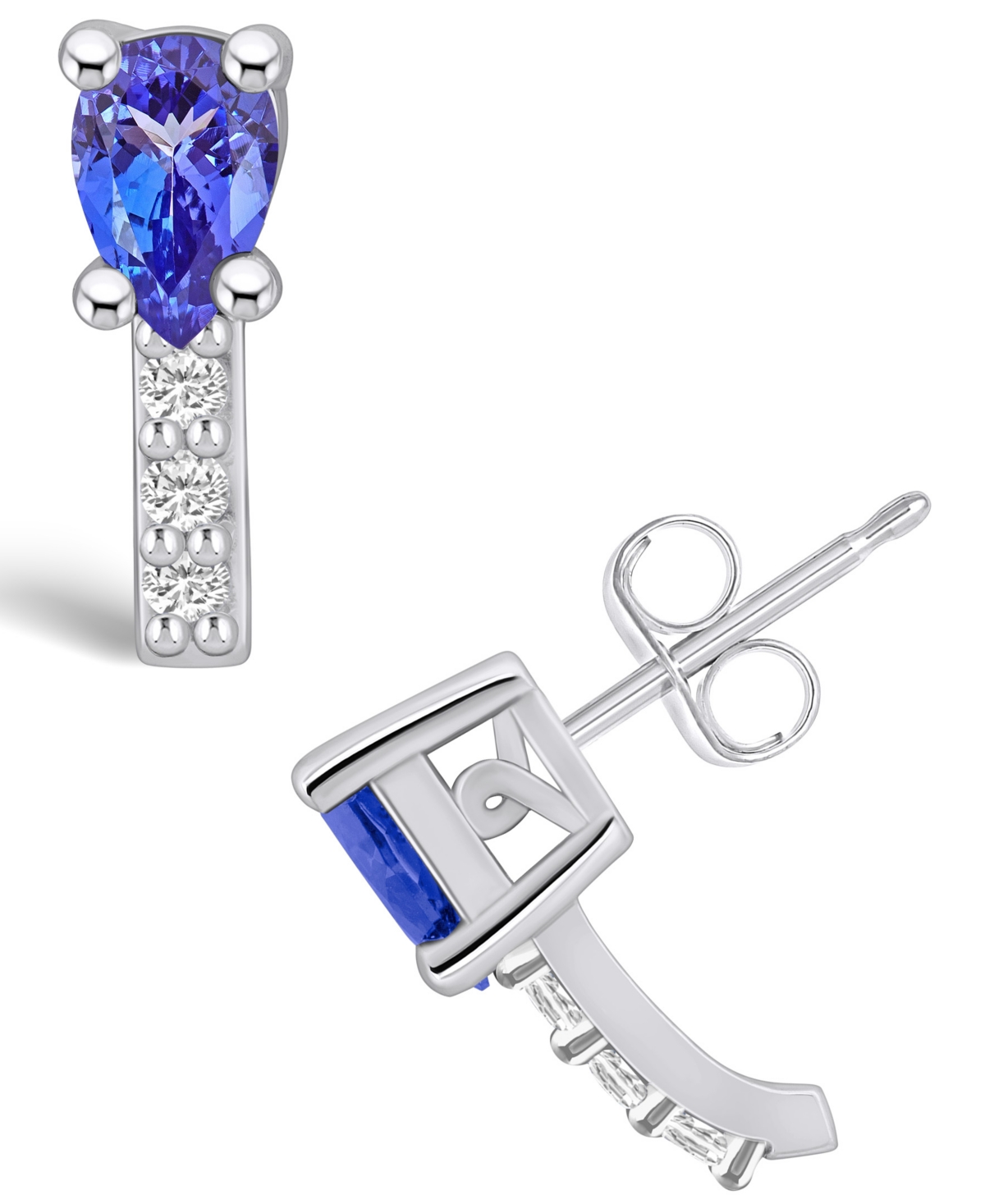 Macy's Tanzanite (3/4 Ct. T.w.) And Diamond (1/8 Ct. T.w.) Stud Earrings In White Gold