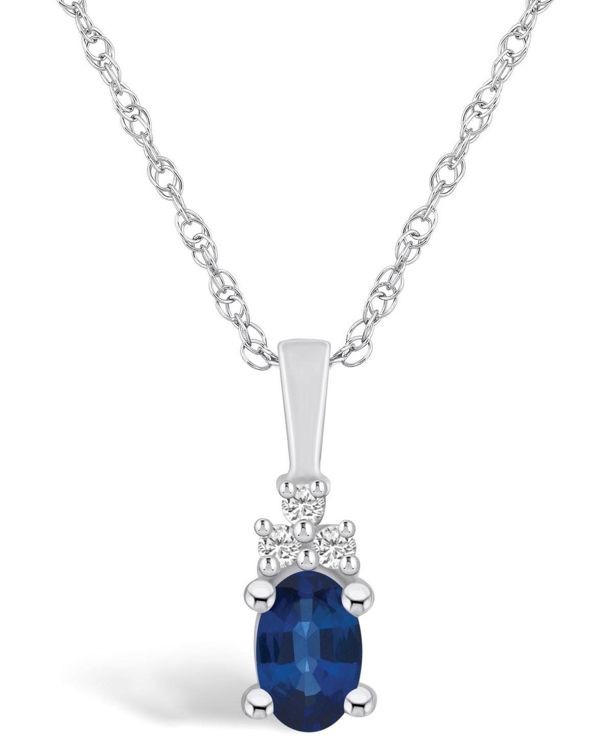 Macy's Sapphire (5/8 Ct. T.w.) And Diamond Accent Pendant Necklace In White Gold