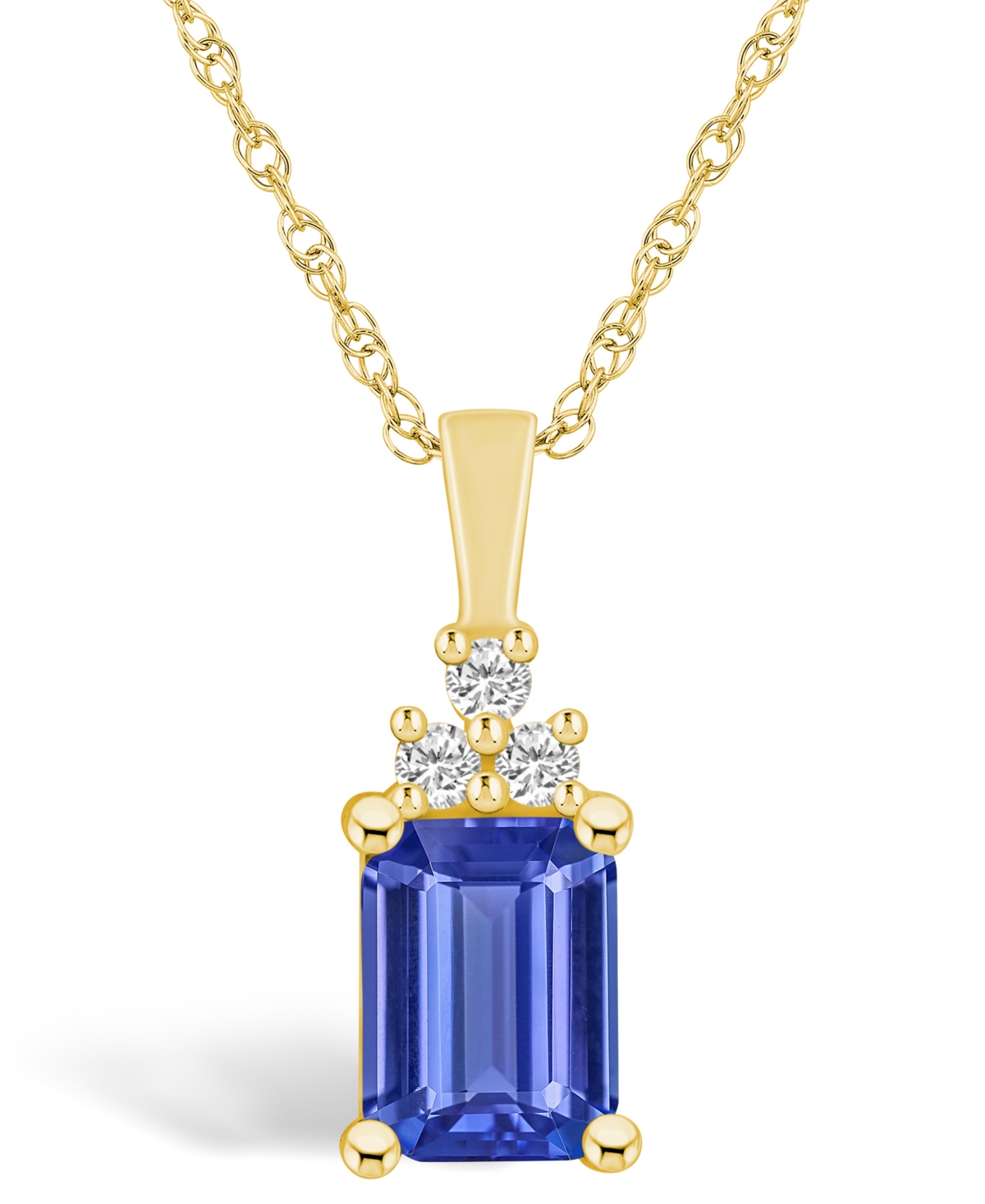 Macy's Tanzanite (1-5/8 Ct. T.w.) And Diamond (1/10 Ct. T.w.) Pendant Necklace In Gold