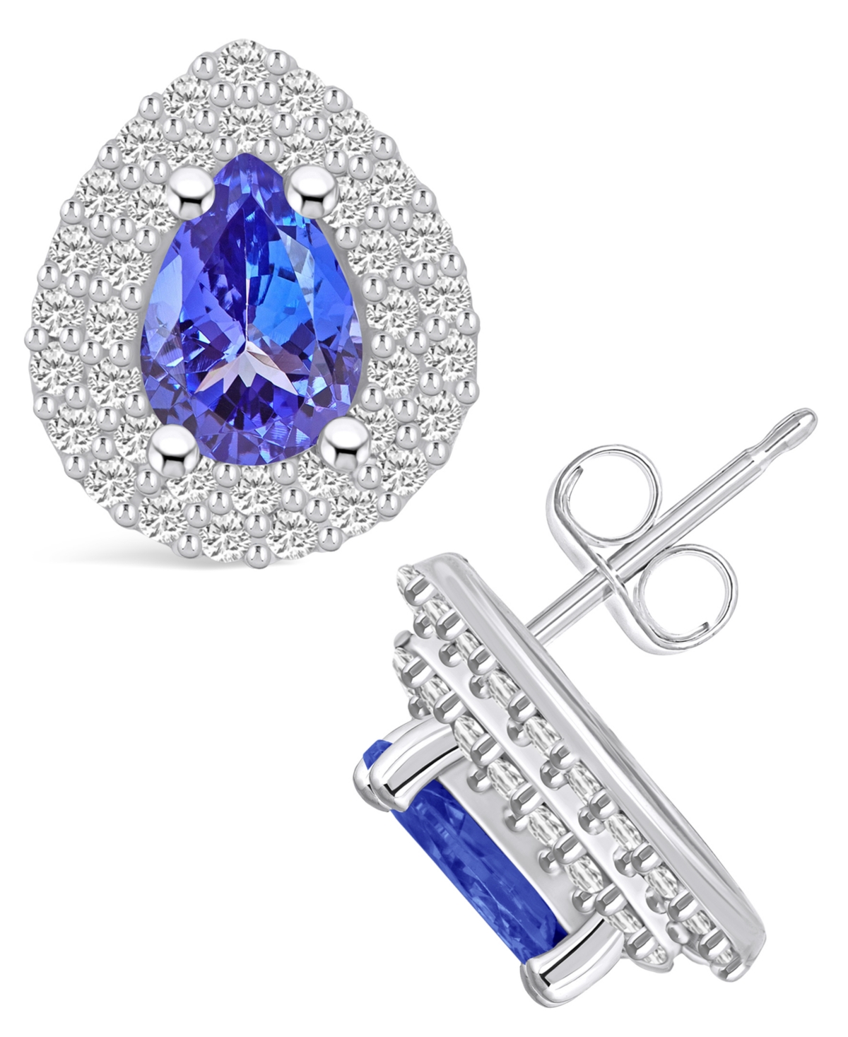 Macy's Tanzanite (1-1/3 Ct. t.w.) and Diamond (5/8 Ct. t.w.) Halo Stud Earrings