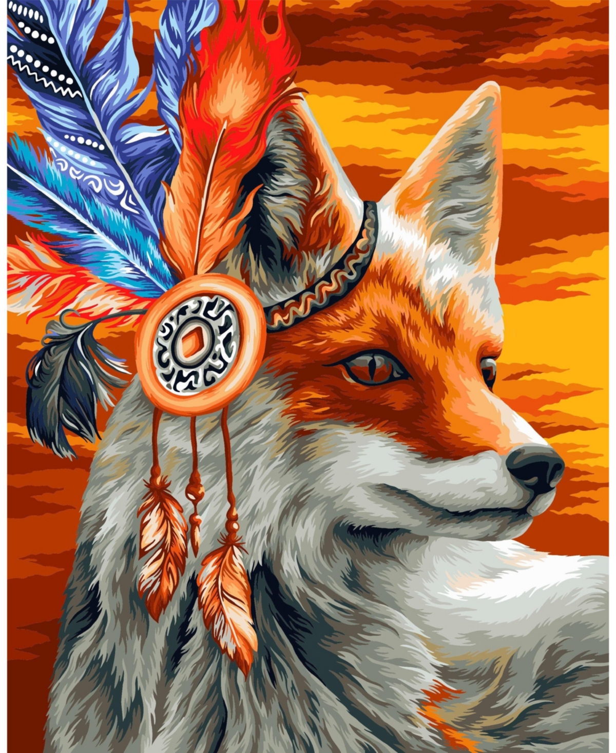 Painting by Numbers Kit Crafting Spark Colorful Fox H121 19.69 x 15.75 in
