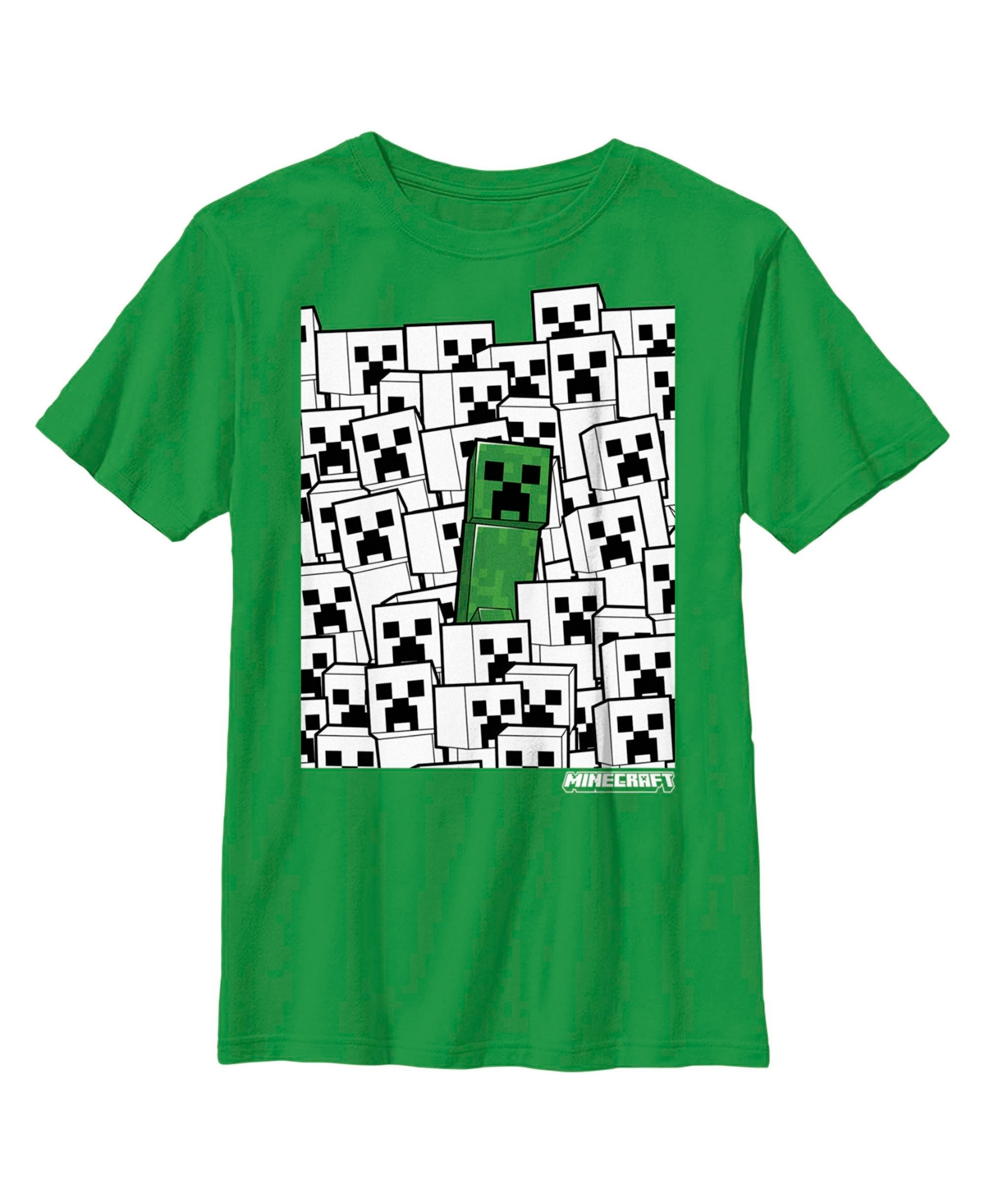 Microsoft Boy's Minecraft Stand Out Creeper White Child T-shirt In Kelly Green