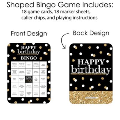 Adult Happy Birthday Gold Find the Guest Bingo Cards & Markers Bingo Game 18 Ct
