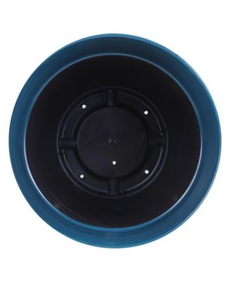 Glazed Brushed Happy Large Plastic Planter Dark Teal 15 Inch