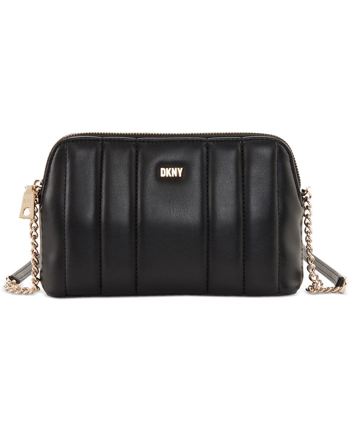 Dkny, Bags, Dkny Beautiful Black Leather Crossbody Purse With Gold Chain  Straps Preowned