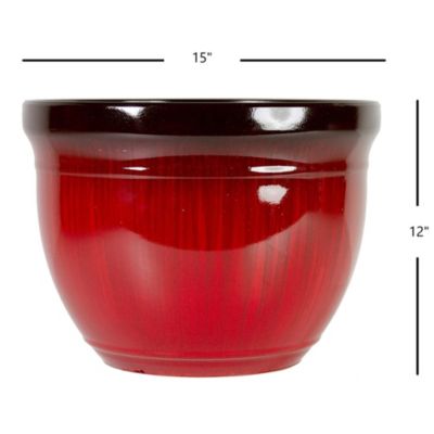 Gardener Select Madison Planter Red Drip 15"