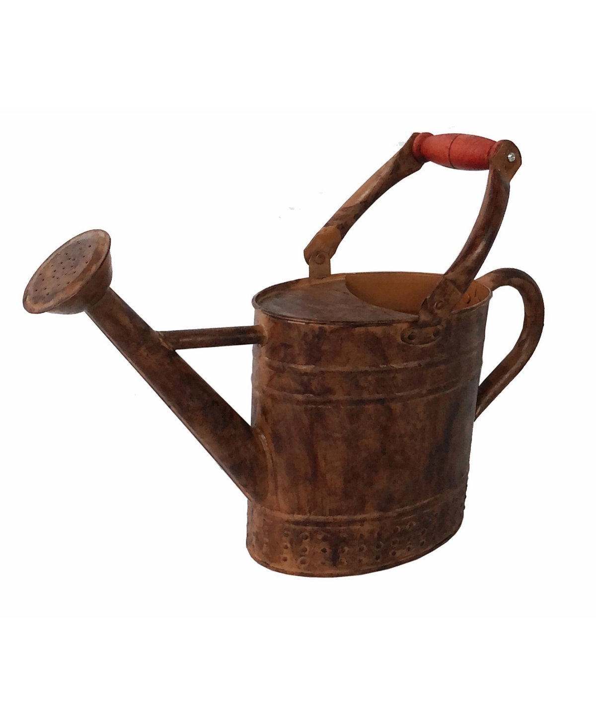 Gardener Select Metal Oval Watering Can, Rusty Wooden Handle, 0.92 Gal - Brown