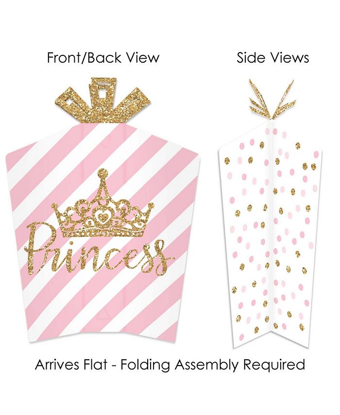 Big Dot of Happiness Little Princess Crown Table Decor Party Fold