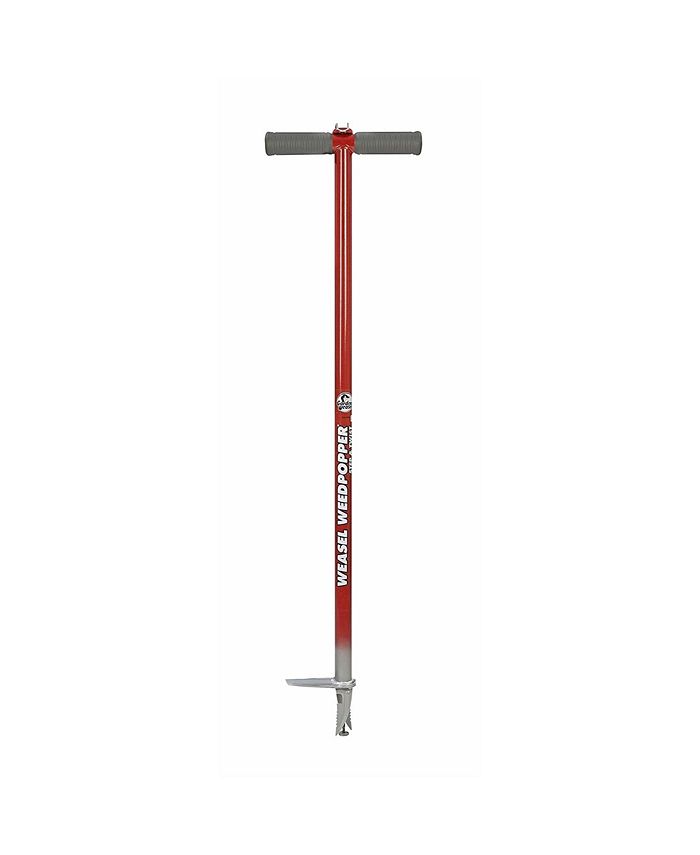 Garden Weasel Step and Twist Hand Weeder, 36inch long, Red & Silver
