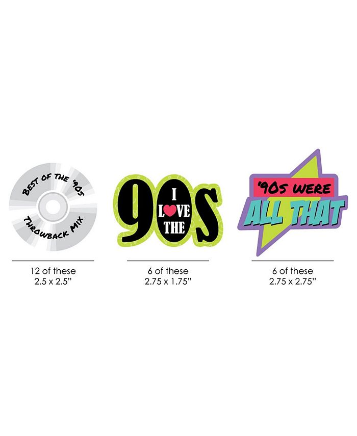 Big Dot Of Happiness 90's Throwback Circle Sticker Labels - 24 Count 1990s Party Decor