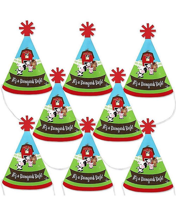 Big Dot Of Happiness Farm Animals Mini Cone Baby Shower Or Birthday Party Hats Small Little Party Hats Set Of 8 Reviews Shop All Occasion Party Supplies Macy S