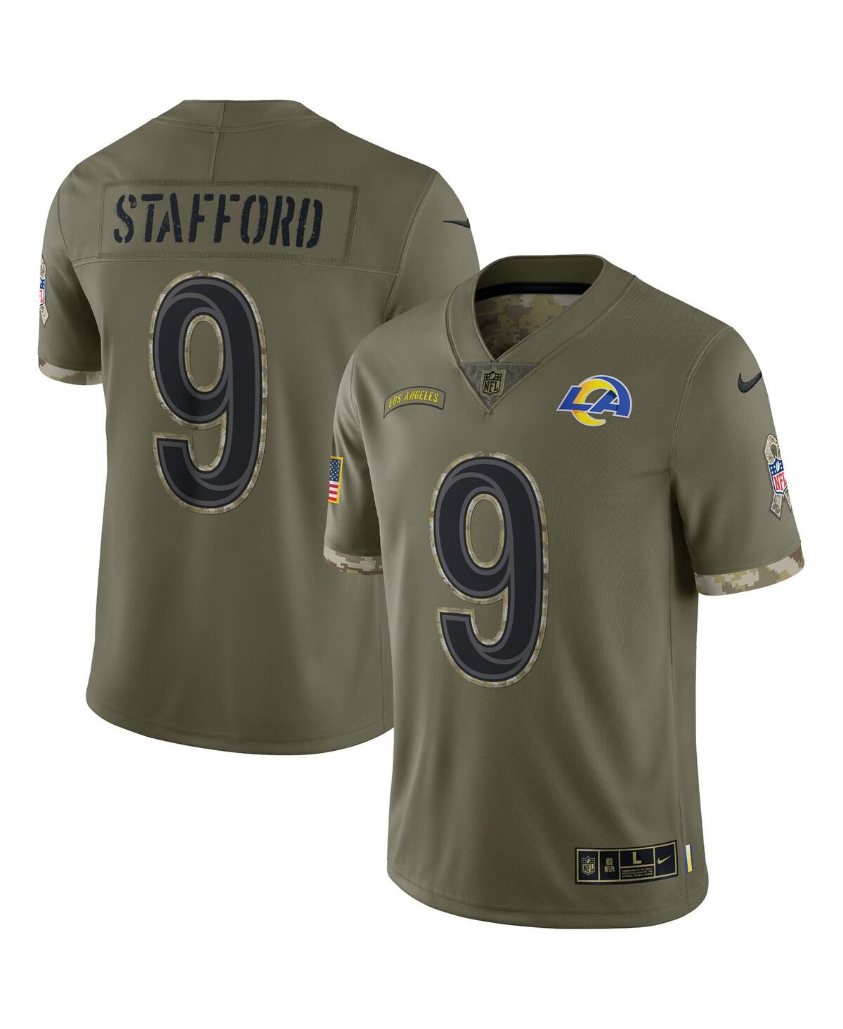 Men's Nike Matthew Stafford Olive Los Angeles Rams 2022 Salute To Service Limited Jersey