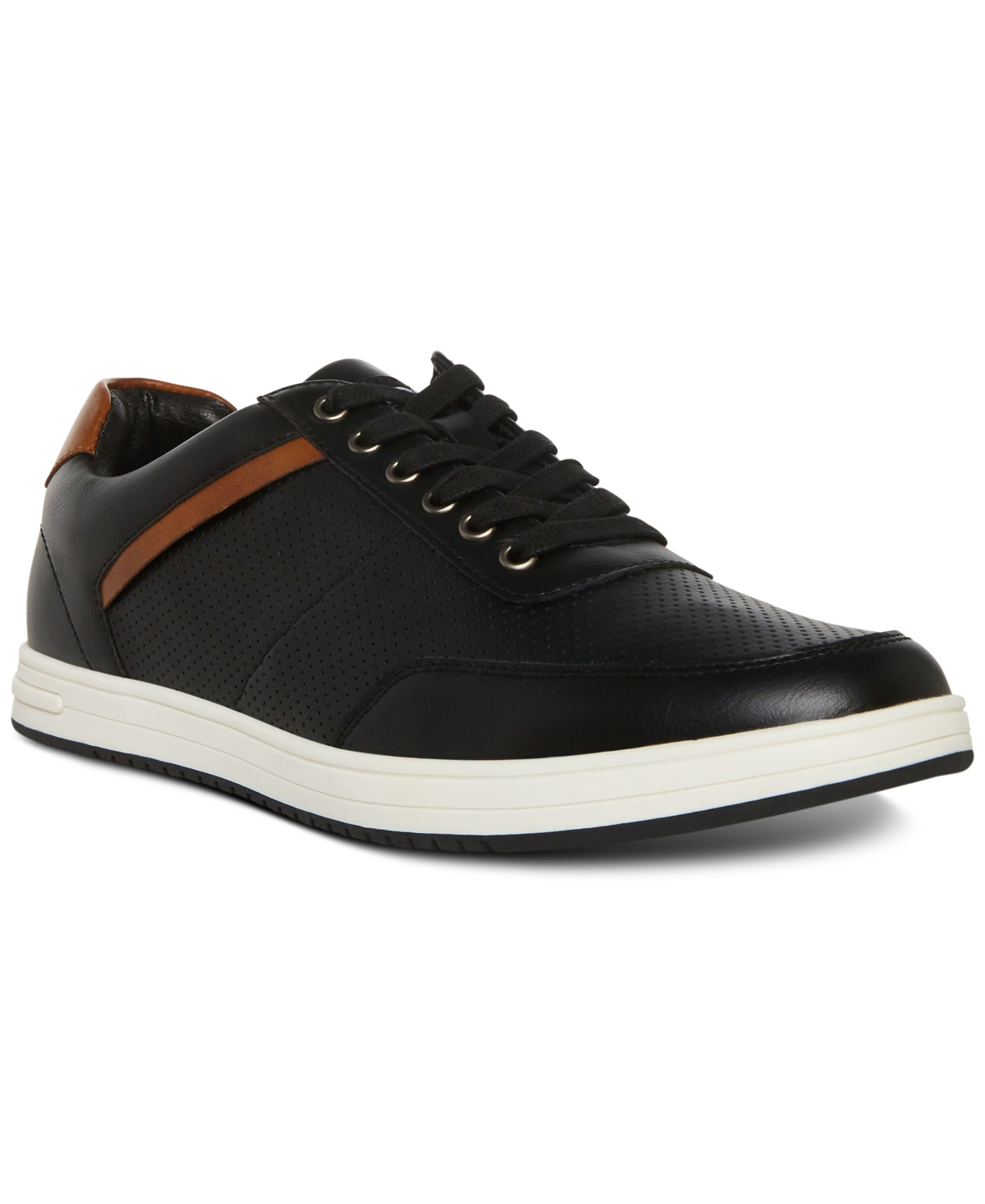 Madden Men Men's M-bassil Perforated Faux-leather Sneakers In Black