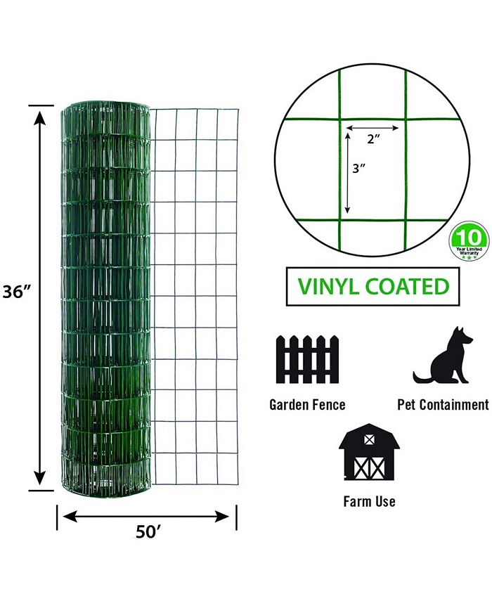 Origin Point Garden Zone Green Vinyl Coated Garden Fence, 36in x 50 ...