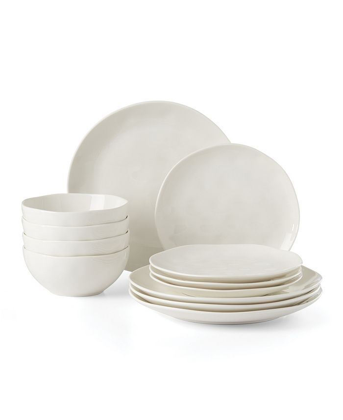 Series Blance 24 Piece Porcelain Plates Sets with 12 Soup Dinner