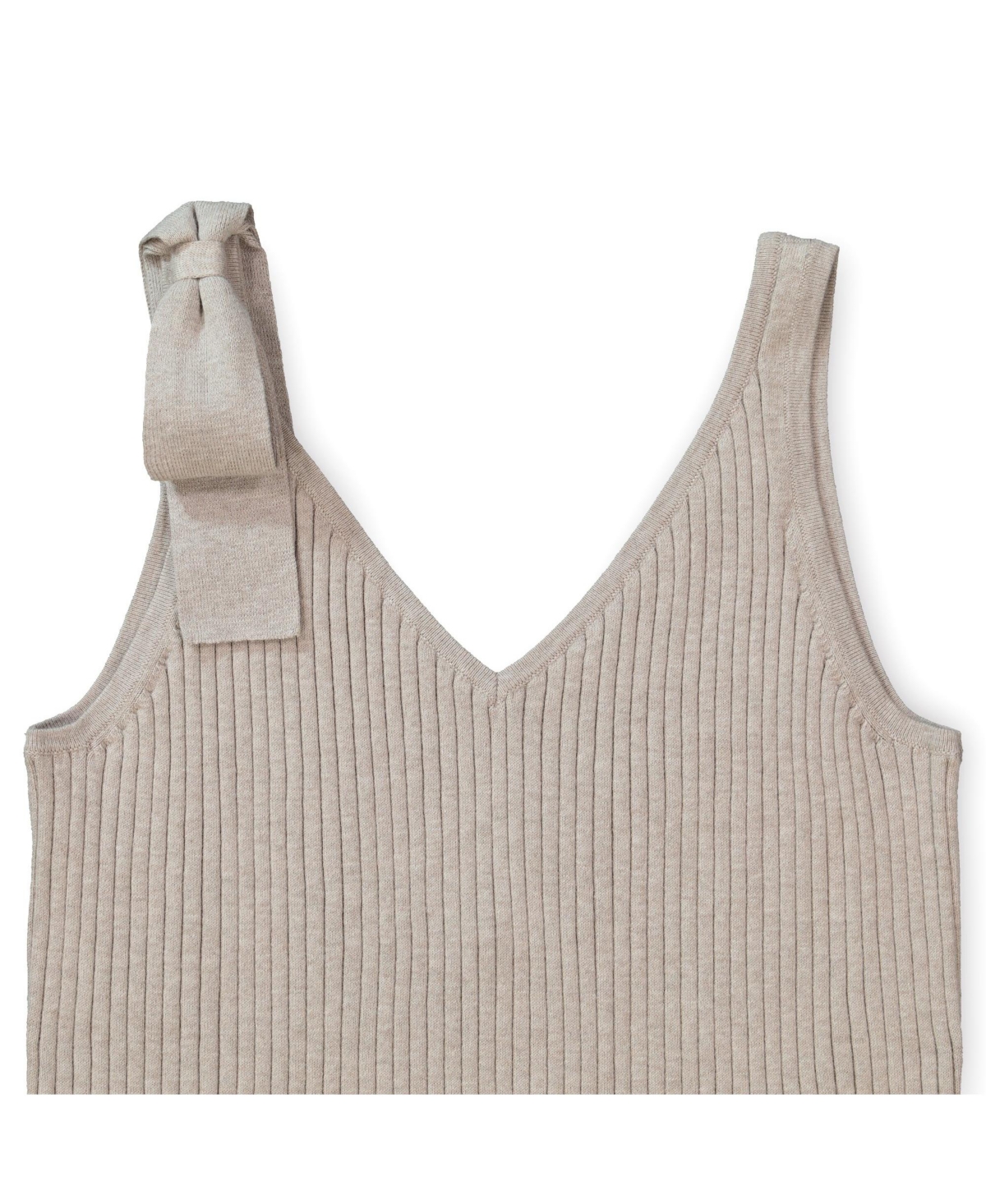 Hope & Henry Womens' V-Neck Rib Knit Tank with Bow