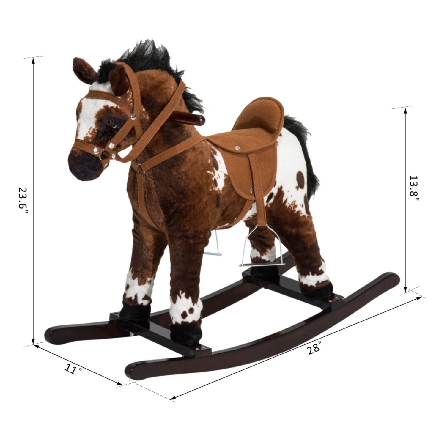 Детская мягкая игрушка Qaba Metal Plush Rocking Horse, 88 lb. Weight Capacity, Ages 3+ — фото 9