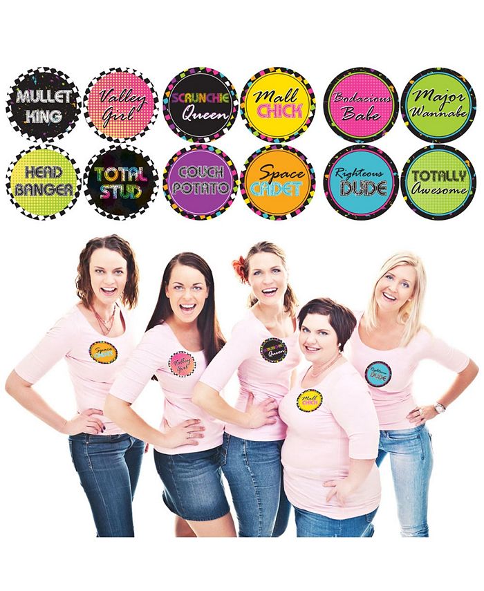Big Dot of Happiness 80's Retro - Totally 1980s Funny Name Tags - Party ...