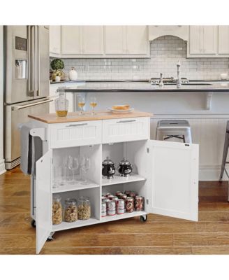 Rolling Kitchen Cart Island Heavy Duty Storage Trolley Cabinet