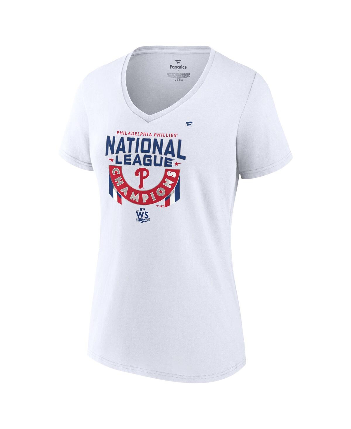 Women's FanaticsPhiladelphia Phillies 2022 National League Champions Locker Room Plus Size V-Neck T-shirt - White